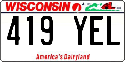 WI license plate 419YEL