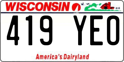 WI license plate 419YEO