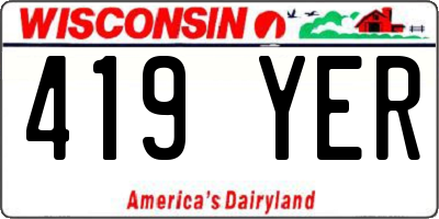 WI license plate 419YER