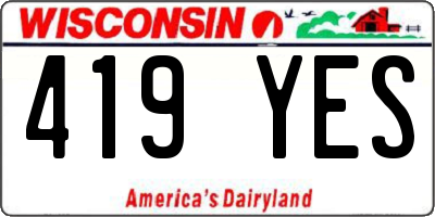 WI license plate 419YES