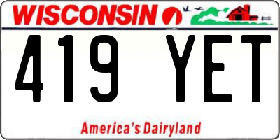WI license plate 419YET
