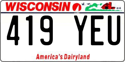 WI license plate 419YEU