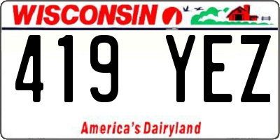 WI license plate 419YEZ