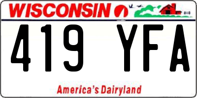 WI license plate 419YFA
