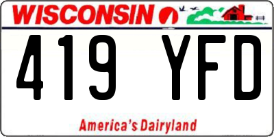 WI license plate 419YFD