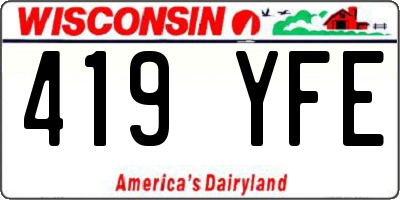 WI license plate 419YFE