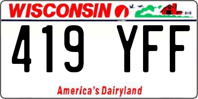 WI license plate 419YFF