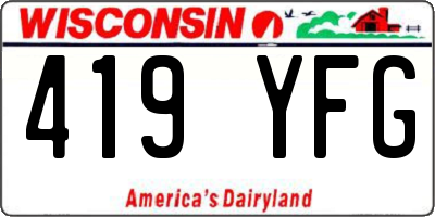WI license plate 419YFG