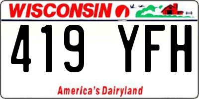 WI license plate 419YFH