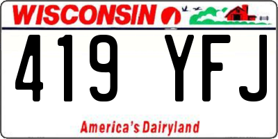 WI license plate 419YFJ
