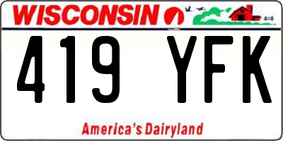 WI license plate 419YFK