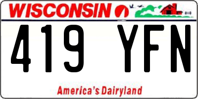 WI license plate 419YFN