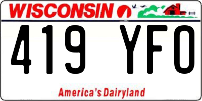 WI license plate 419YFO
