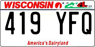 WI license plate 419YFQ