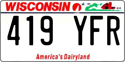 WI license plate 419YFR