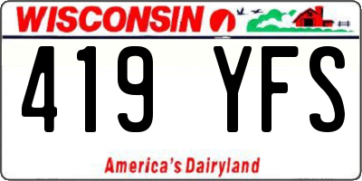 WI license plate 419YFS