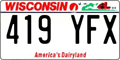 WI license plate 419YFX
