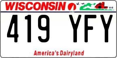 WI license plate 419YFY