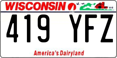 WI license plate 419YFZ