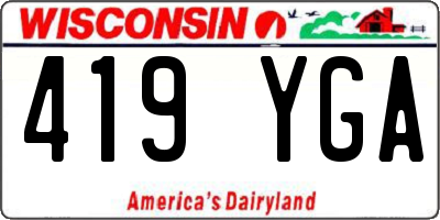 WI license plate 419YGA