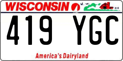 WI license plate 419YGC