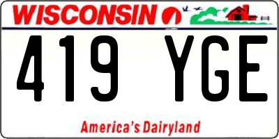 WI license plate 419YGE