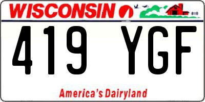 WI license plate 419YGF