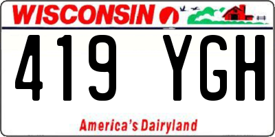 WI license plate 419YGH