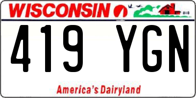 WI license plate 419YGN