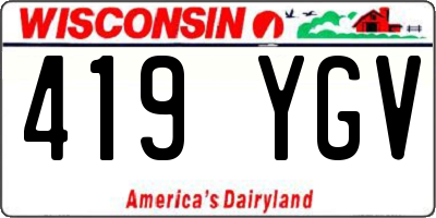 WI license plate 419YGV