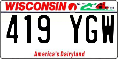 WI license plate 419YGW