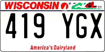 WI license plate 419YGX