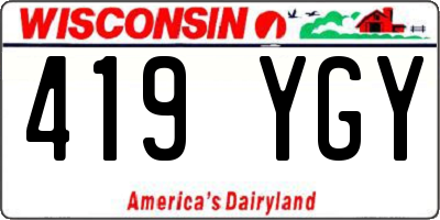 WI license plate 419YGY