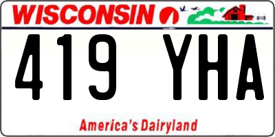 WI license plate 419YHA