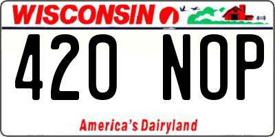 WI license plate 420NOP