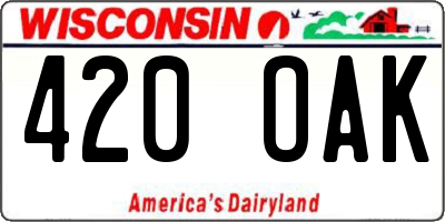 WI license plate 420OAK
