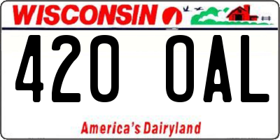 WI license plate 420OAL