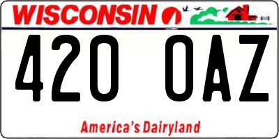 WI license plate 420OAZ