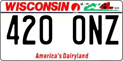 WI license plate 420ONZ