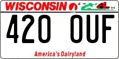 WI license plate 420OUF