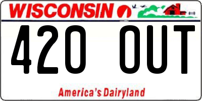 WI license plate 420OUT