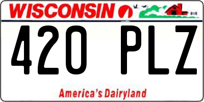 WI license plate 420PLZ
