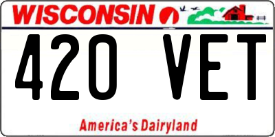 WI license plate 420VET