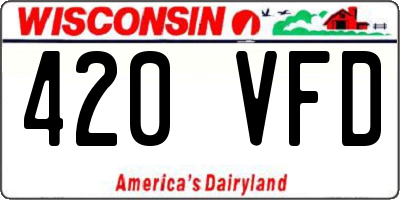 WI license plate 420VFD