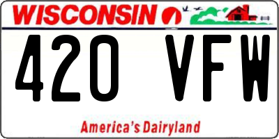 WI license plate 420VFW