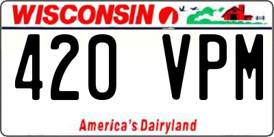 WI license plate 420VPM