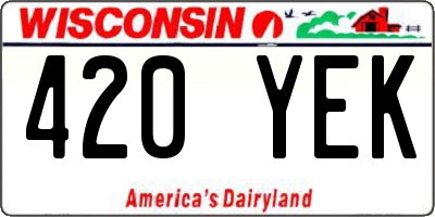 WI license plate 420YEK