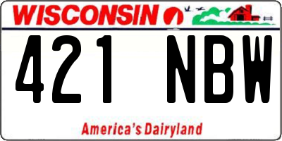 WI license plate 421NBW