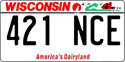 WI license plate 421NCE