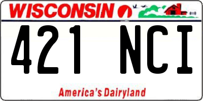 WI license plate 421NCI